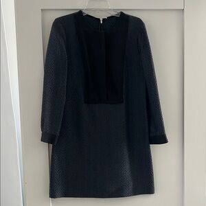 Sandro Blue Sheath Dress with Cuffed Long Sleeves